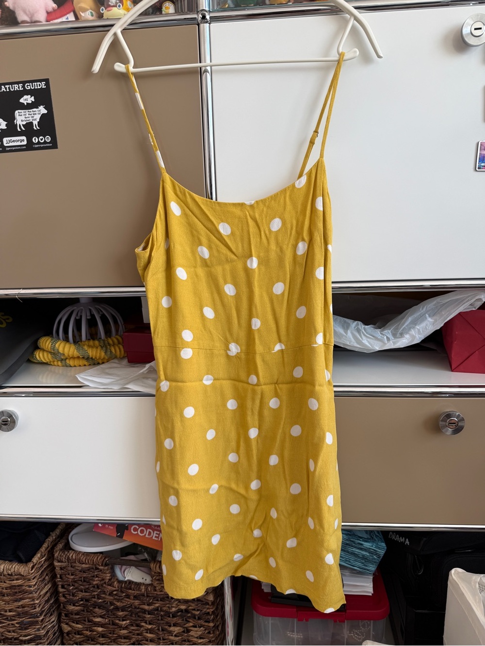 Aritzia Wilfred Yellow Polka Dot Slip Mini Dress